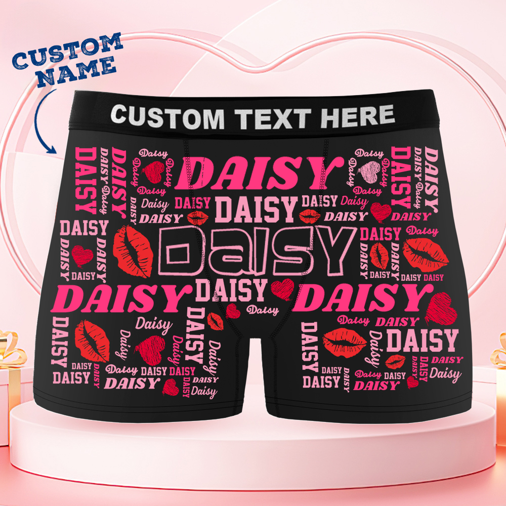 Custom Name Boxer Briefs, Men's Boxers Underwear Personalized Gifts for Him - GetPhotoSocksUk
