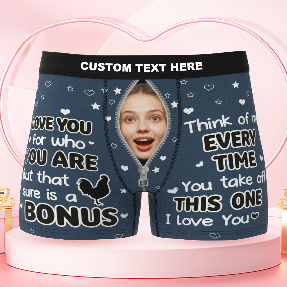 Custom Photo Funny Girlfriend Wife Face I Love You For Who You Are - Personalized Men's Boxer Briefs - GetPhotoSocksUk