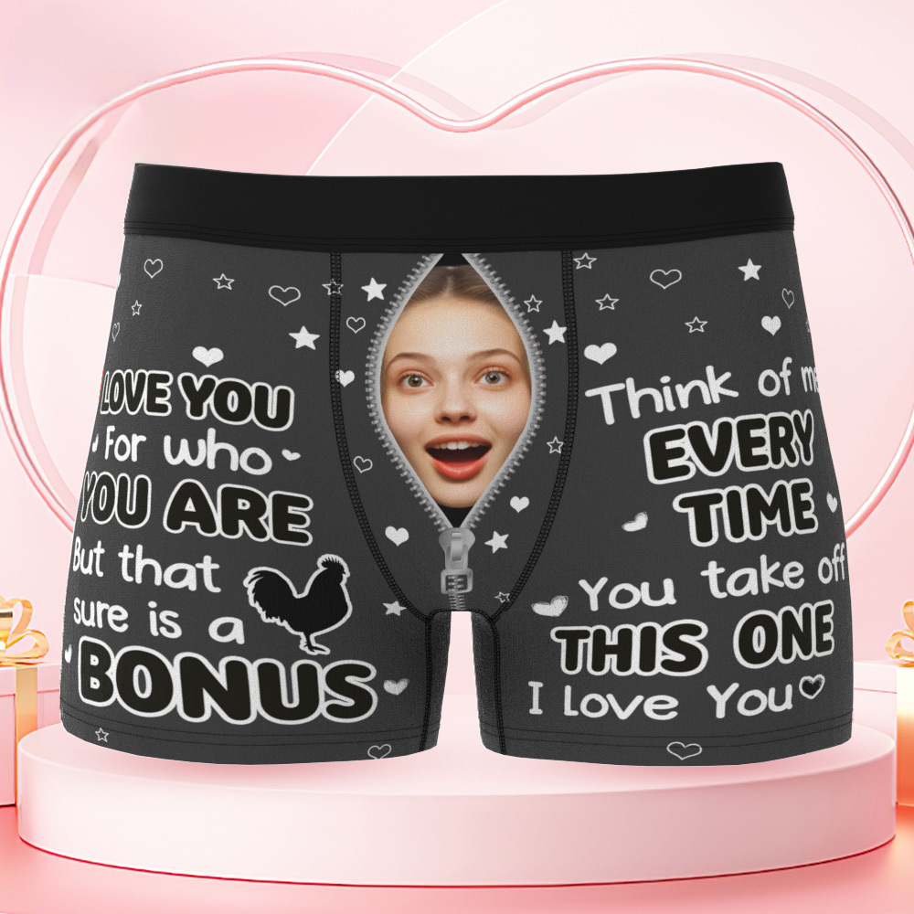 Custom Photo Funny Girlfriend Wife Face I Love You For Who You Are - Personalized Men's Boxer Briefs - GetPhotoSocksUk