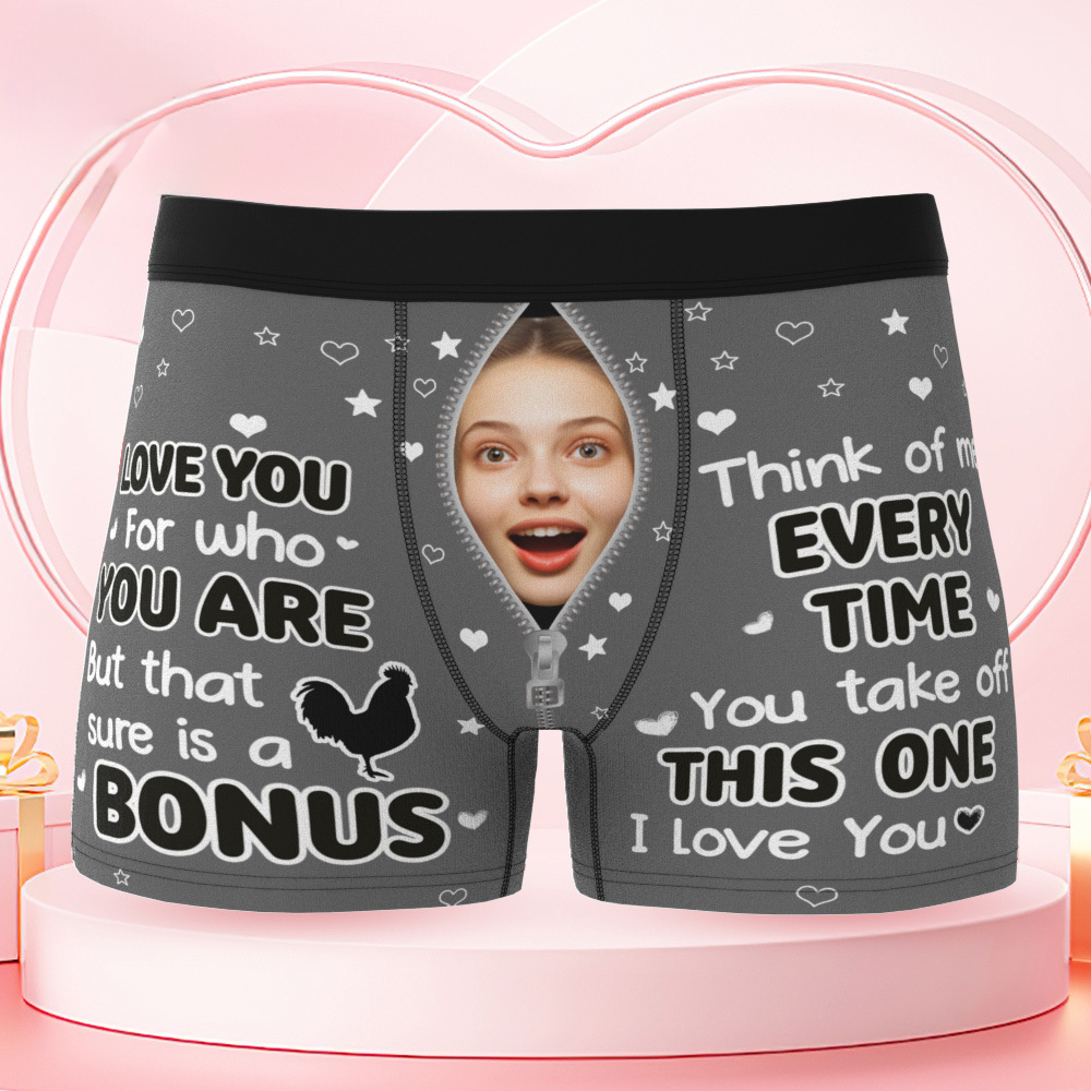 Custom Photo Funny Girlfriend Wife Face I Love You For Who You Are - Personalized Men's Boxer Briefs - GetPhotoSocksUk
