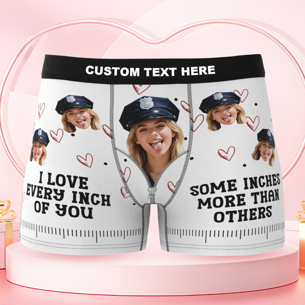 Custom Underwear I Love Every Inch Of You - Personalized Photo Men's Boxer Briefs - GetPhotoSocksUk