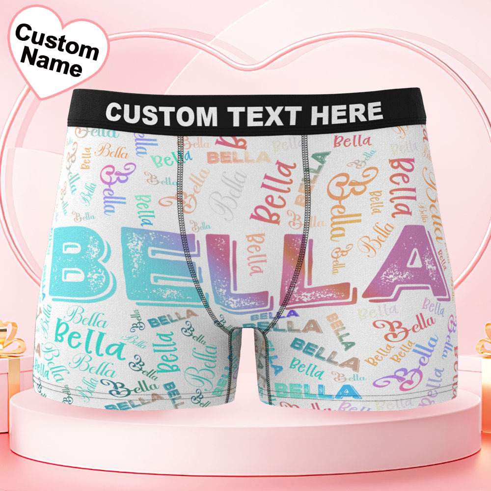 Custom Name Men's Underwear Gradient Color Personalized Men's Boxer Briefs - GetPhotoSocksUk