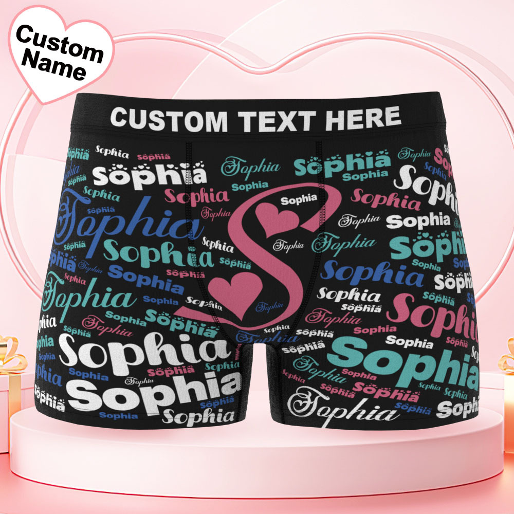 Custom Name Men's Underwear Multicolor Word Personalized Men's Boxer Briefs - GetPhotoSocksUk