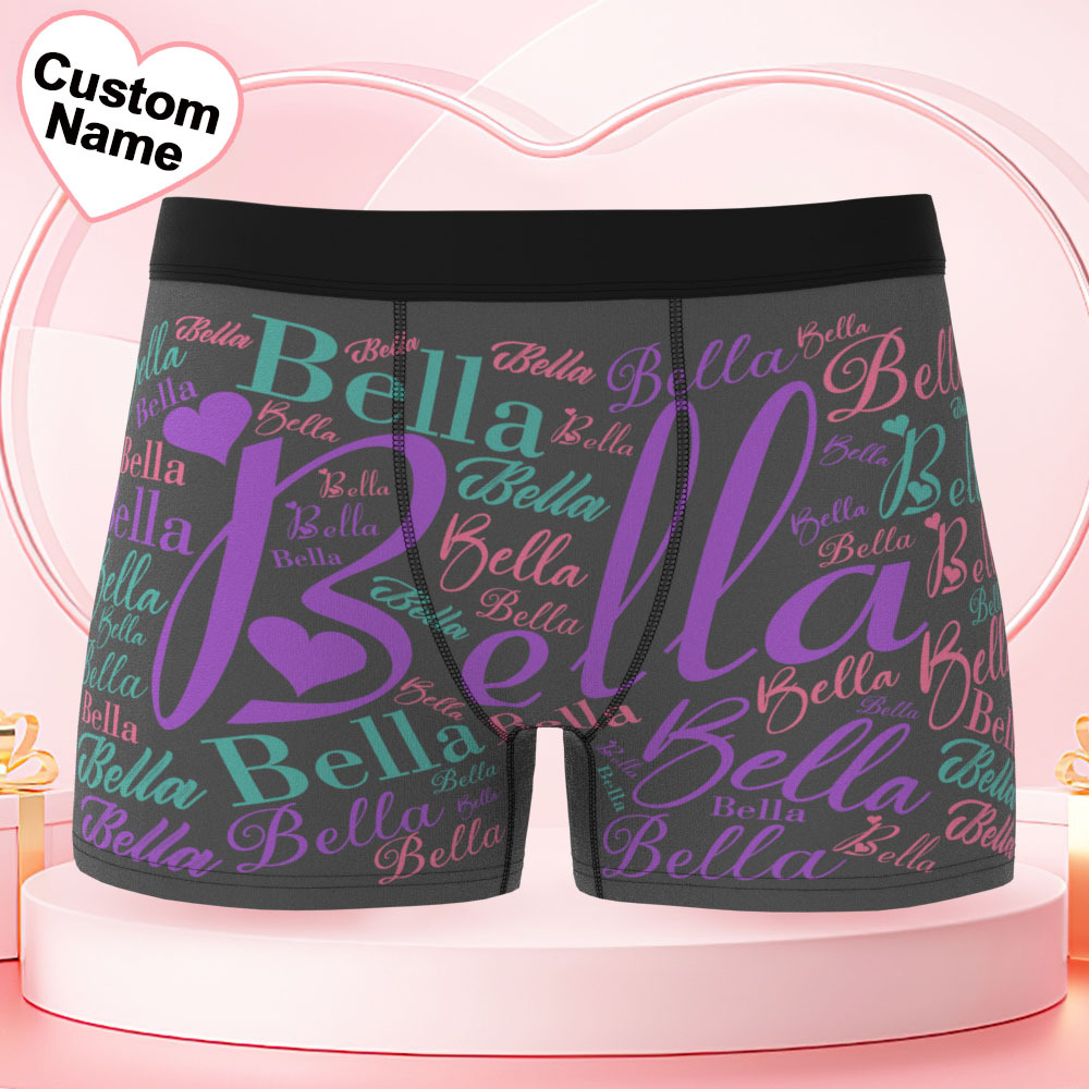 Custom Name Men's Underwear With Heart Personalized Men's Boxer Briefs - GetPhotoSocksUk
