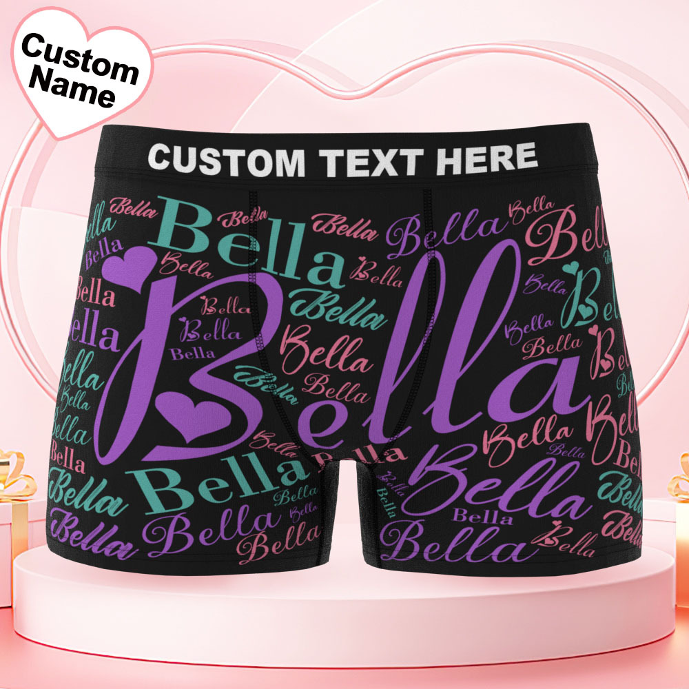 Custom Name Men's Underwear With Heart Personalized Men's Boxer Briefs - GetPhotoSocksUk