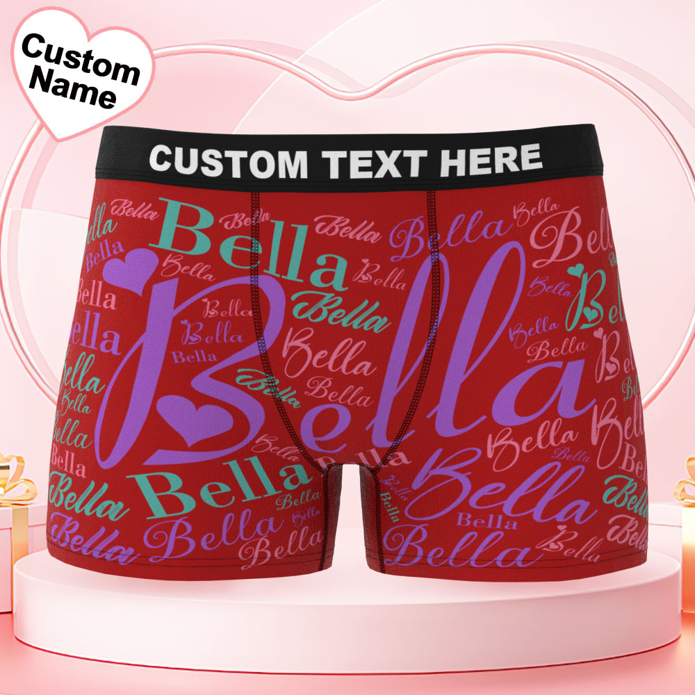 Custom Name Men's Underwear With Heart Personalized Men's Boxer Briefs - GetPhotoSocksUk