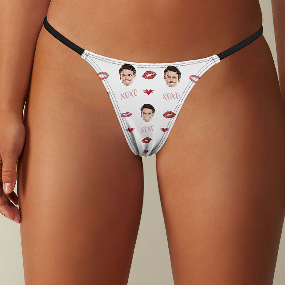 Custom Face Sexy Kiss And Love Women's Tanga Thong XOXO -