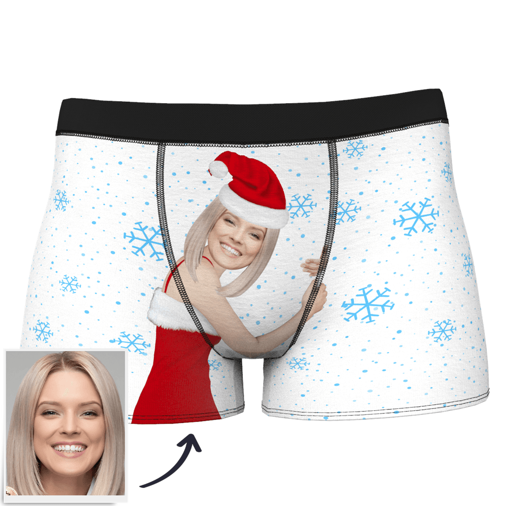 Custom Photo Men's Christmas Face On Body Boxers