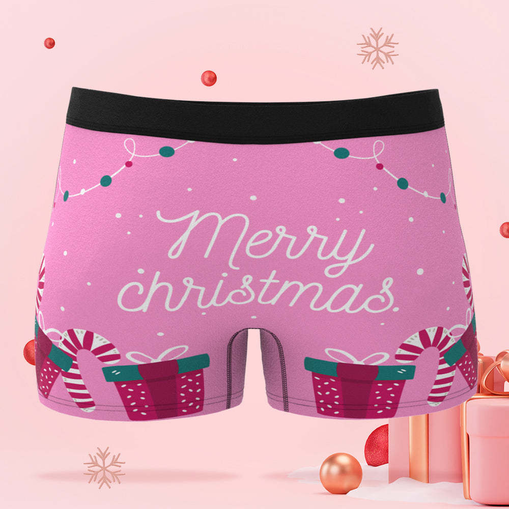 Custom Face Christmas Boxer Briefs Santa is Here Personalized Funny Christmas Gift -