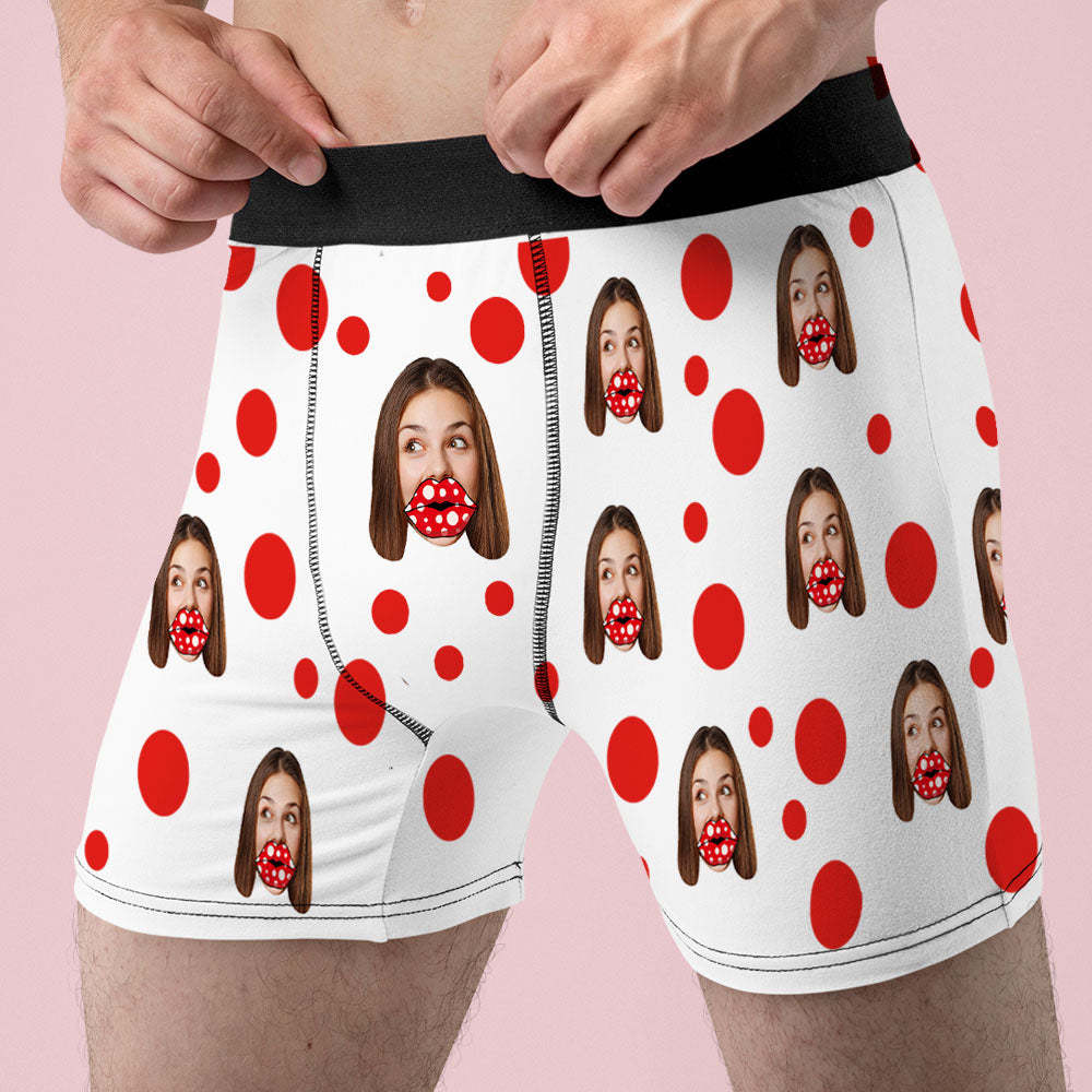 Custom Face Lips Boxers Personalized Boxer Shorts Valentine's Day Gift For Lover -