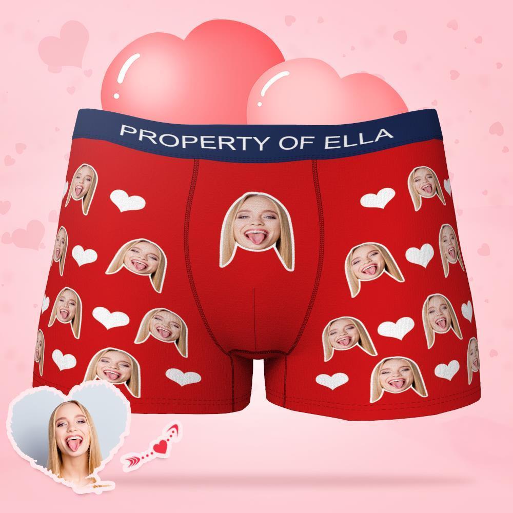 Custom Face Boxer with Text Inscribed Waist - Best Valentine's Day Gift