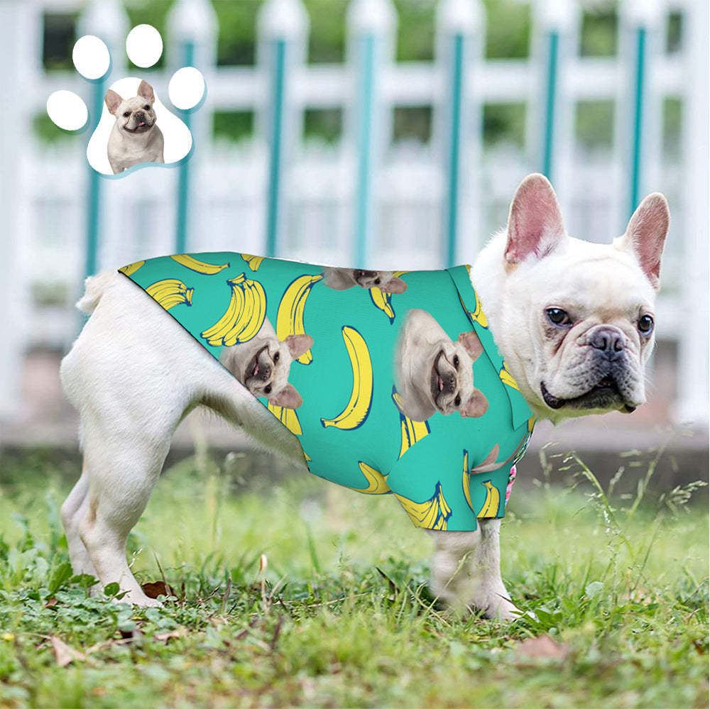 Custom Dog Face Hawaiian Style Banana Dog and Owner Matching Hawaiian Shirts -