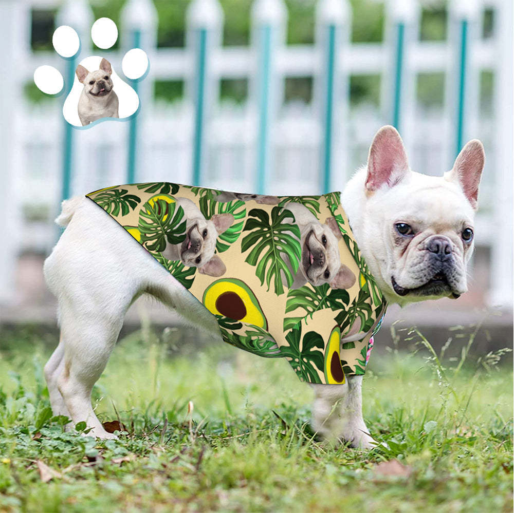 Custom Dog Face Hawaiian Style Avocado Dog and Owner Matching Hawaiian Shirts -