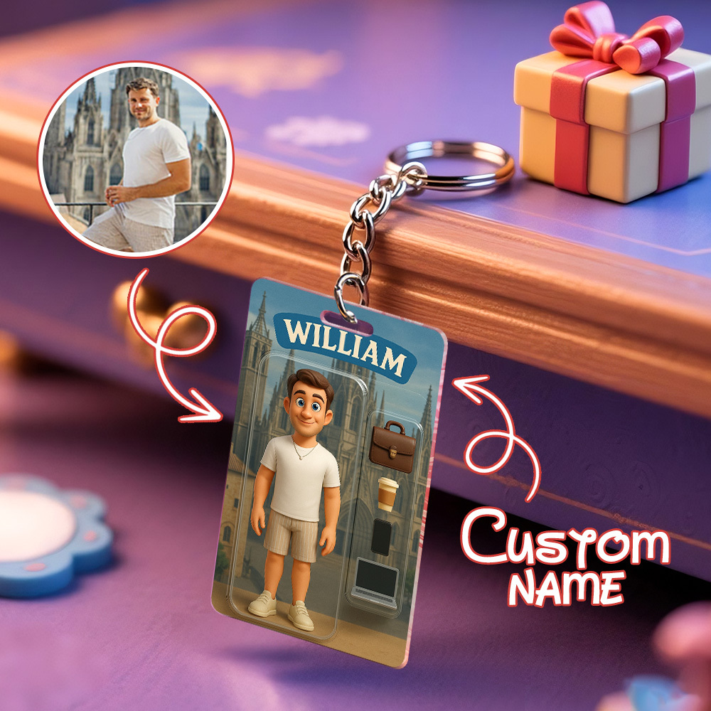 Fully Body Customizable Action Figure Pack Packaging Toy Box Style Art Gift Personalized 2D Printing Acrylic Keychain Gift for Him - GetPhotoSocksUk