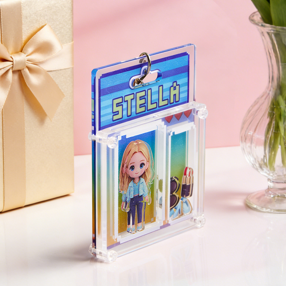 Custom Cartoon Keychain Personalized 3D Acrylic Cartoon Keychain Photo Bag Charm Unique Keepsake Gift for Couple Valentine's Day Gift - GetPhotoSocksUk