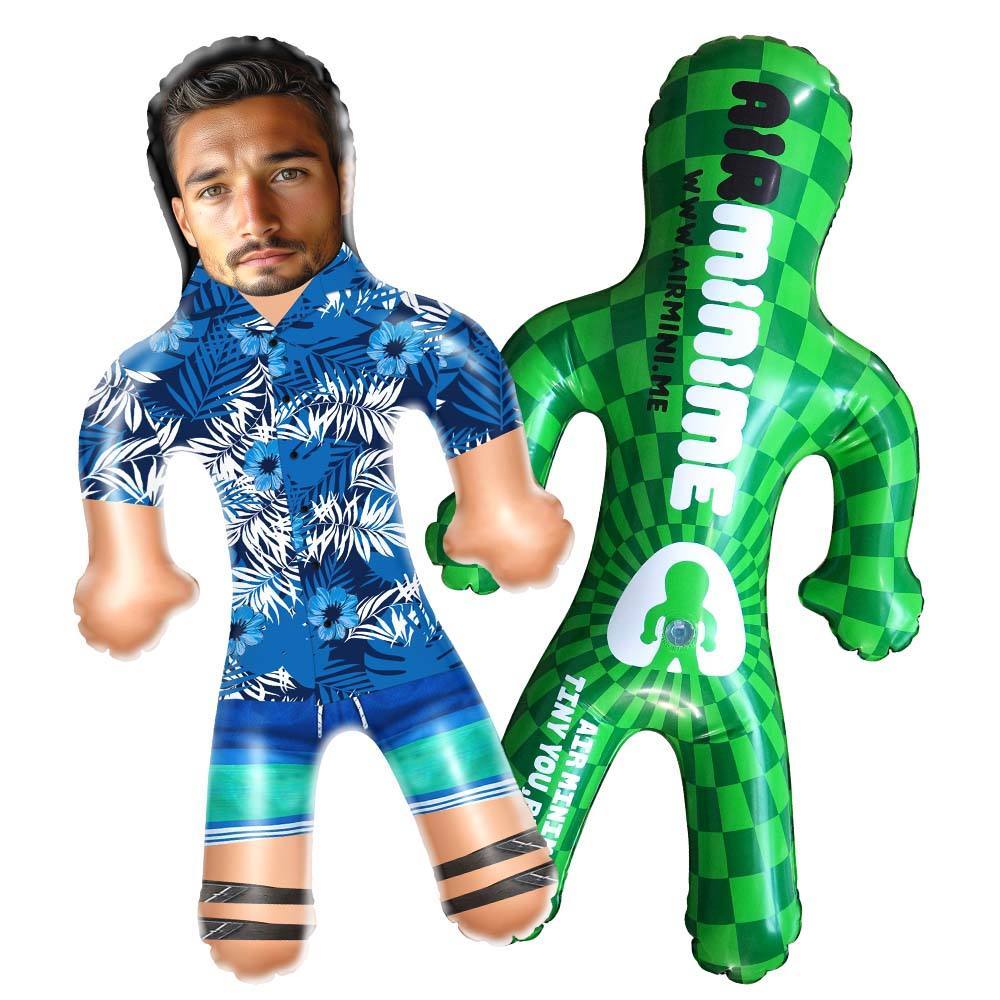 Personalized Blow Up Dolls Hawaiian Shirt Mountains Funny Inflatable Man Printed Face for Party Favors - GetPhotoSocksUk
