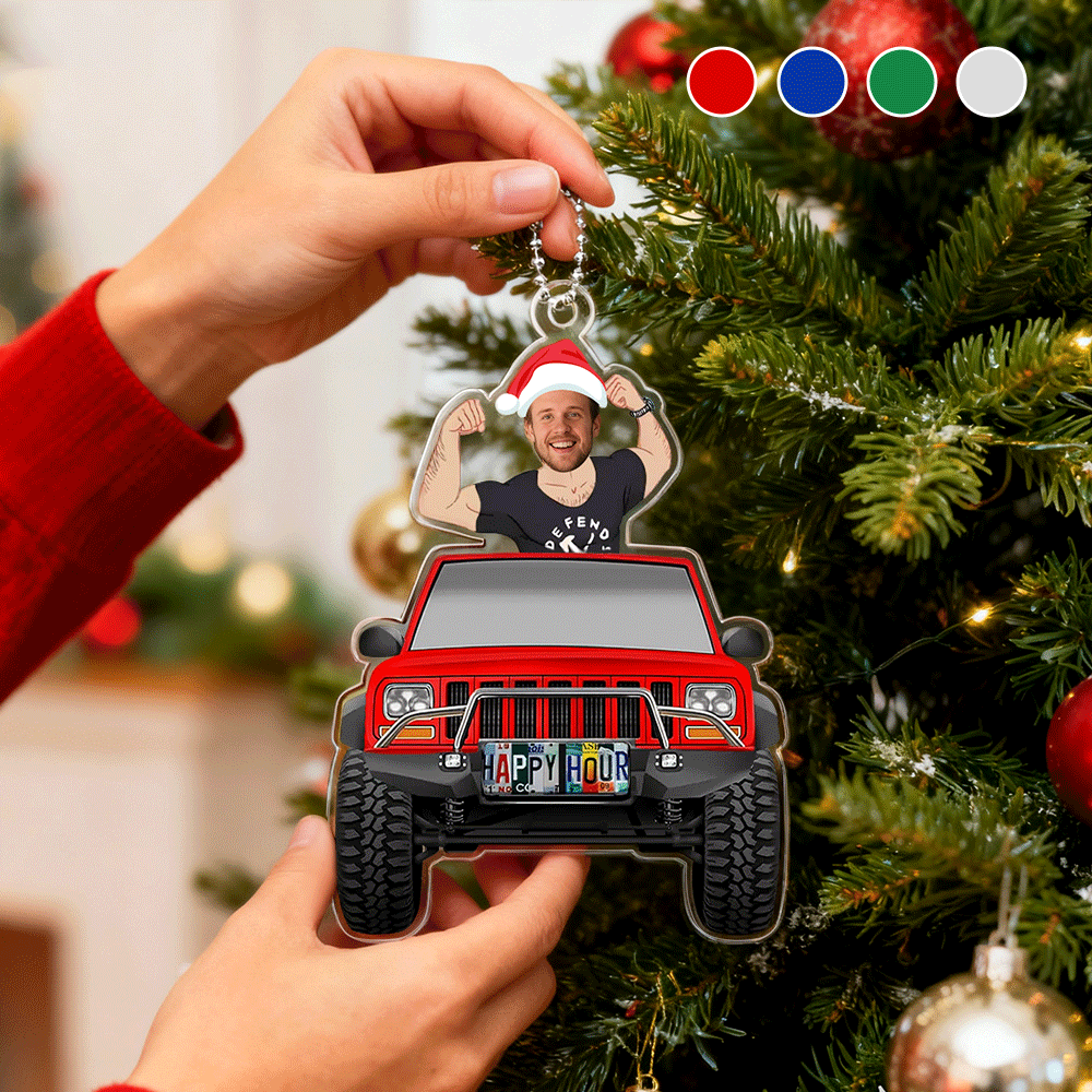 Christmas Gifts Personalized Custom Acrylic Car Ornament Muscle Daddy Happy Hour Ornament - GetPhotoSocksUk