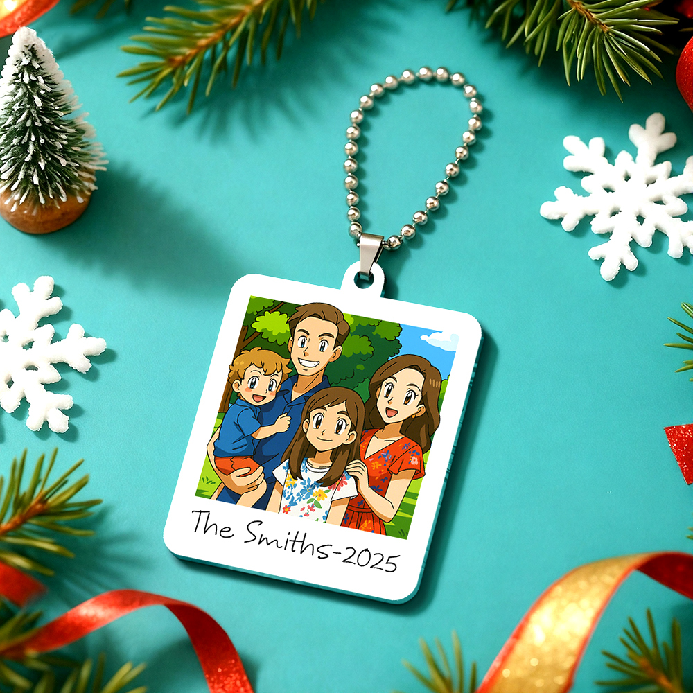 Christmas Gifts Custom Acrylic Car Ornament Bag Chrams Custom Shaped Gift For Dad Mom - GetPhotoSocksUk