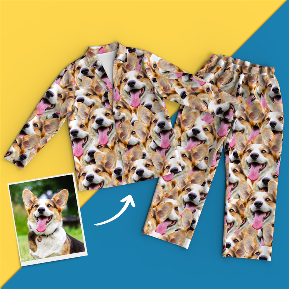 Custom Face Pajamas - Face Mash Dog - CustomPhotoSocks