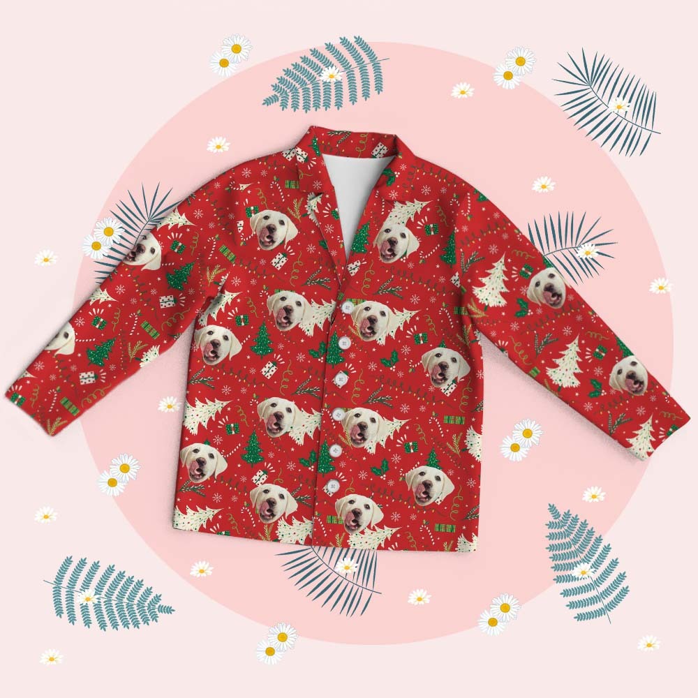 Custom Face Long Sleeve Button Down Sleepwear Christmas Face Pajamas Personalized Photo Pajamas Gift - GetPhotoSocksUk