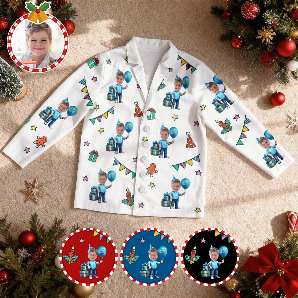 Custom Birthday Face Long Sleeve Pajamas Face Pajamas with Face Personalized Photo Pajamas Gift - GetPhotoSocksUk