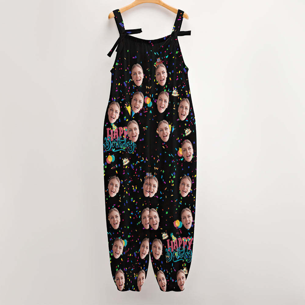 Custom Face Jumpsuit With Suspender Birthday Rompers -