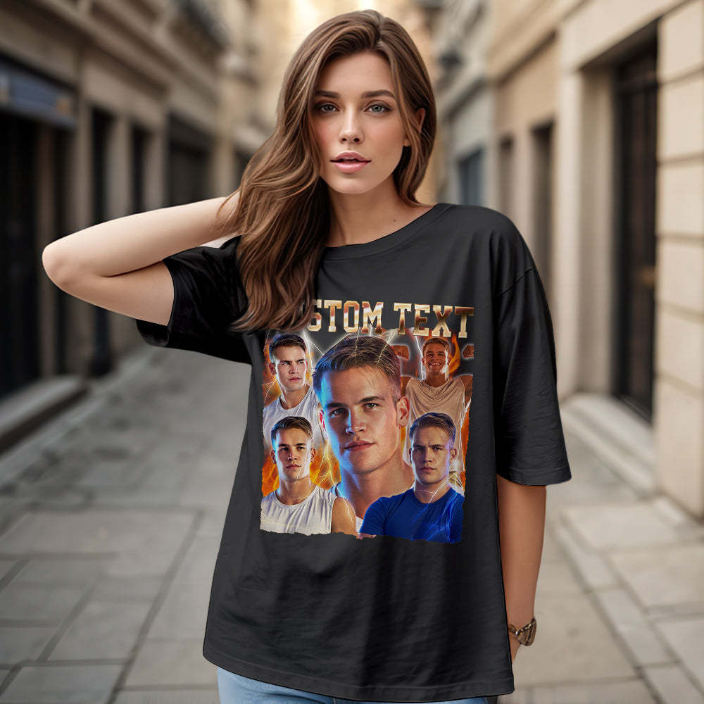 Custom Text and Photo Vintage Tee Custom Bootleg T-Shirts for Men and Women - MyFaceSocks