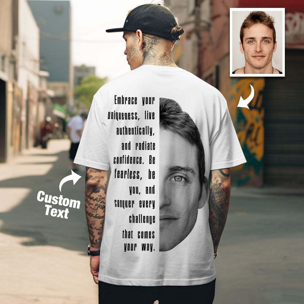 Custom Text and Face T-shirts Personalized Unisex Shirt Fashion Gift for Him for Her - GetPhotoSocksUk