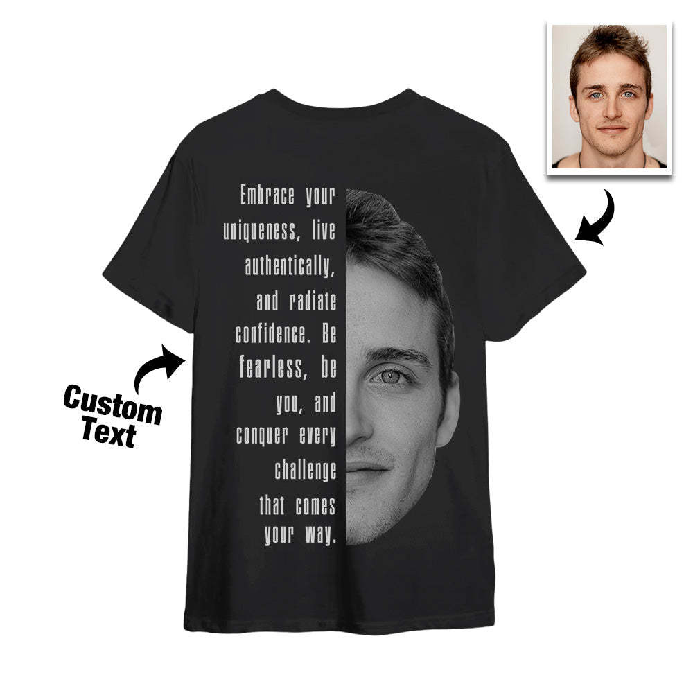 Custom Text and Face T-shirts Personalized Unisex Shirt Fashion Gift for Him for Her - GetPhotoSocksUk
