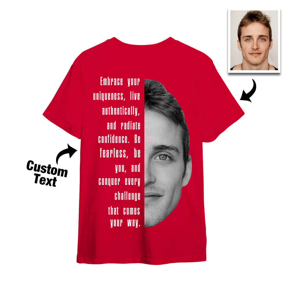 Custom Text and Face T-shirts Personalized Unisex Shirt Fashion Gift for Him for Her - GetPhotoSocksUk