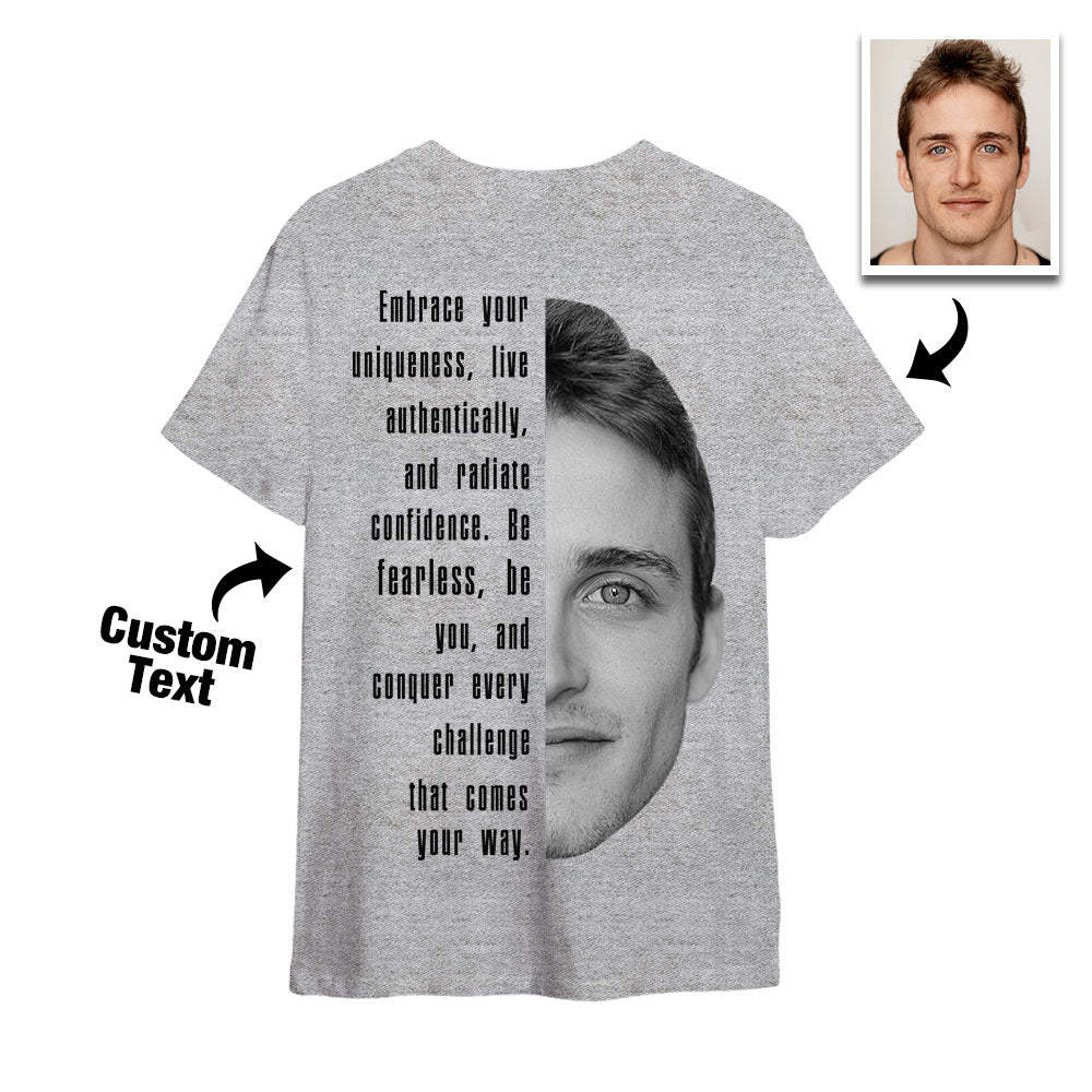 Custom Text and Face T-shirts Personalized Unisex Shirt Fashion Gift for Him for Her - GetPhotoSocksUk