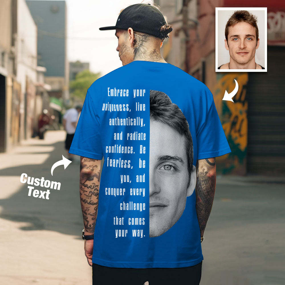 Custom Text and Face T-shirts Personalized Unisex Shirt Fashion Gift for Him for Her - GetPhotoSocksUk