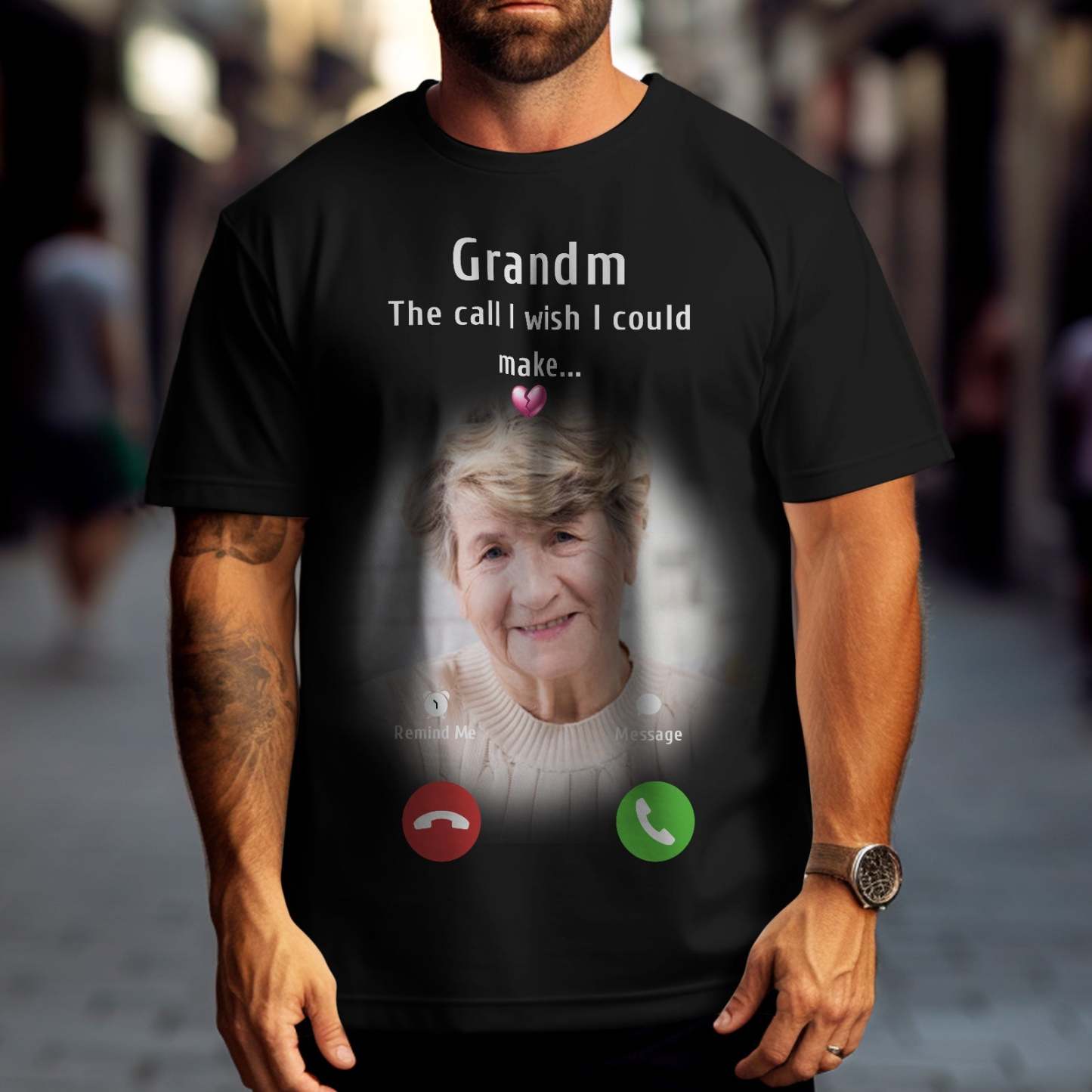 Custom Photo Memorial Mom T-shirt Memorial Gift Idea Personalized Shirt The Call I Wish I Could Make - GetPhotoSocksUk