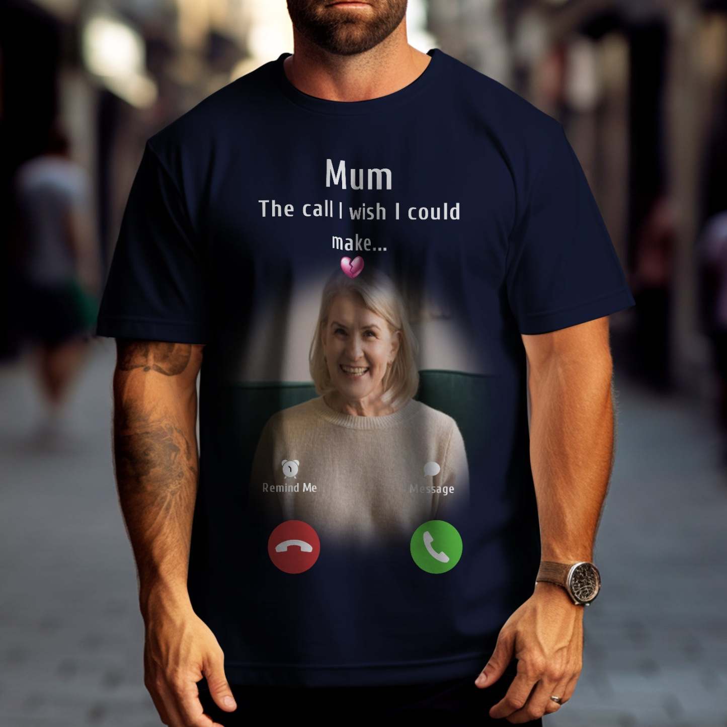Custom Photo Memorial Mom T-shirt Memorial Gift Idea Personalized Shirt The Call I Wish I Could Make - GetPhotoSocksUk