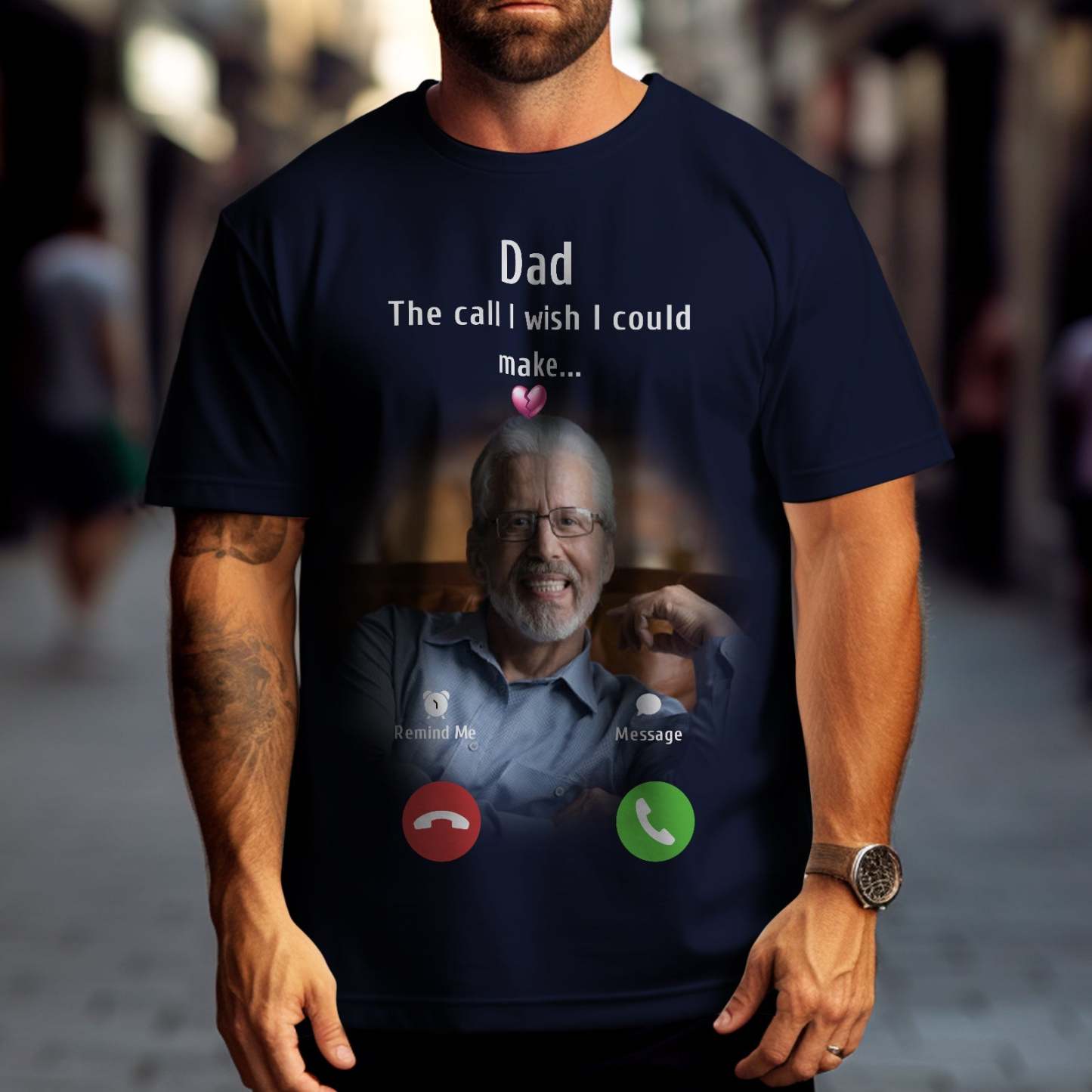 Custom Photo Memorial Mom T-shirt Memorial Gift Idea Personalized Shirt The Call I Wish I Could Make - GetPhotoSocksUk