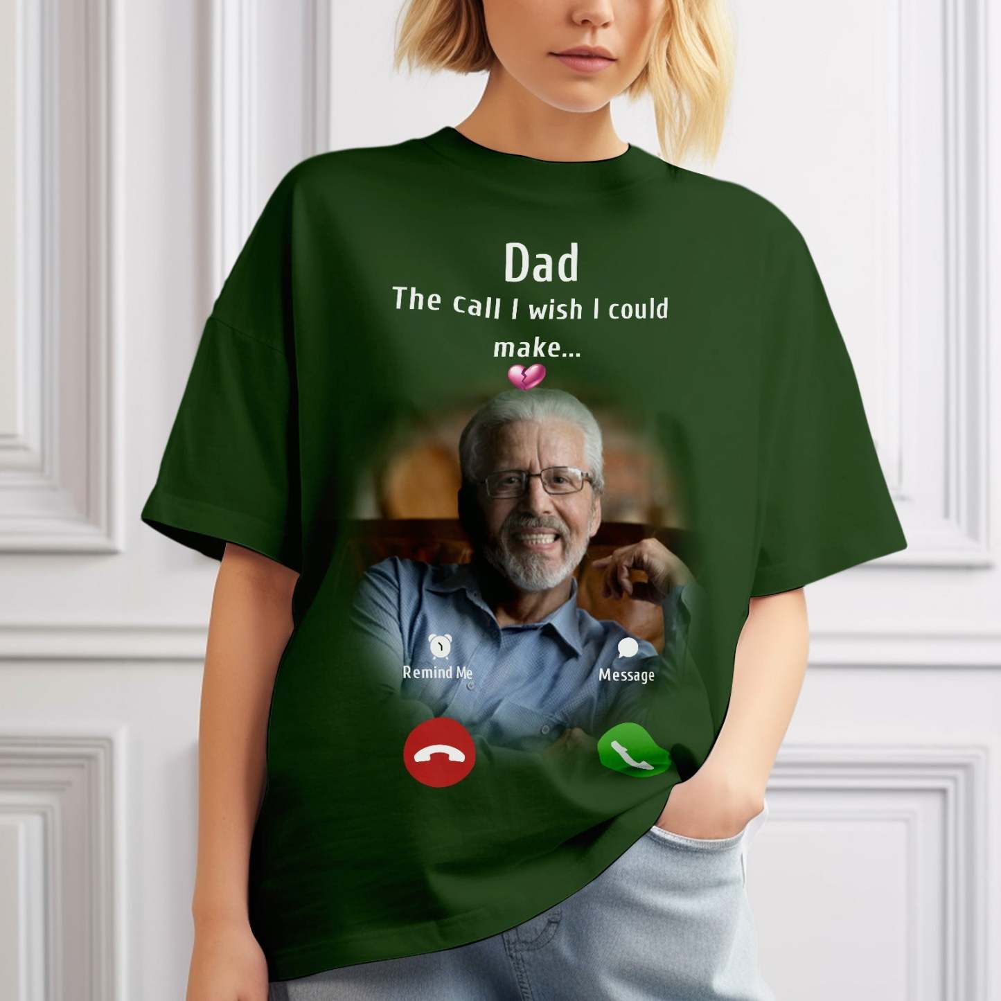 Custom Photo Memorial Mom T-shirt Memorial Gift Idea Personalized Shirt The Call I Wish I Could Make - GetPhotoSocksUk