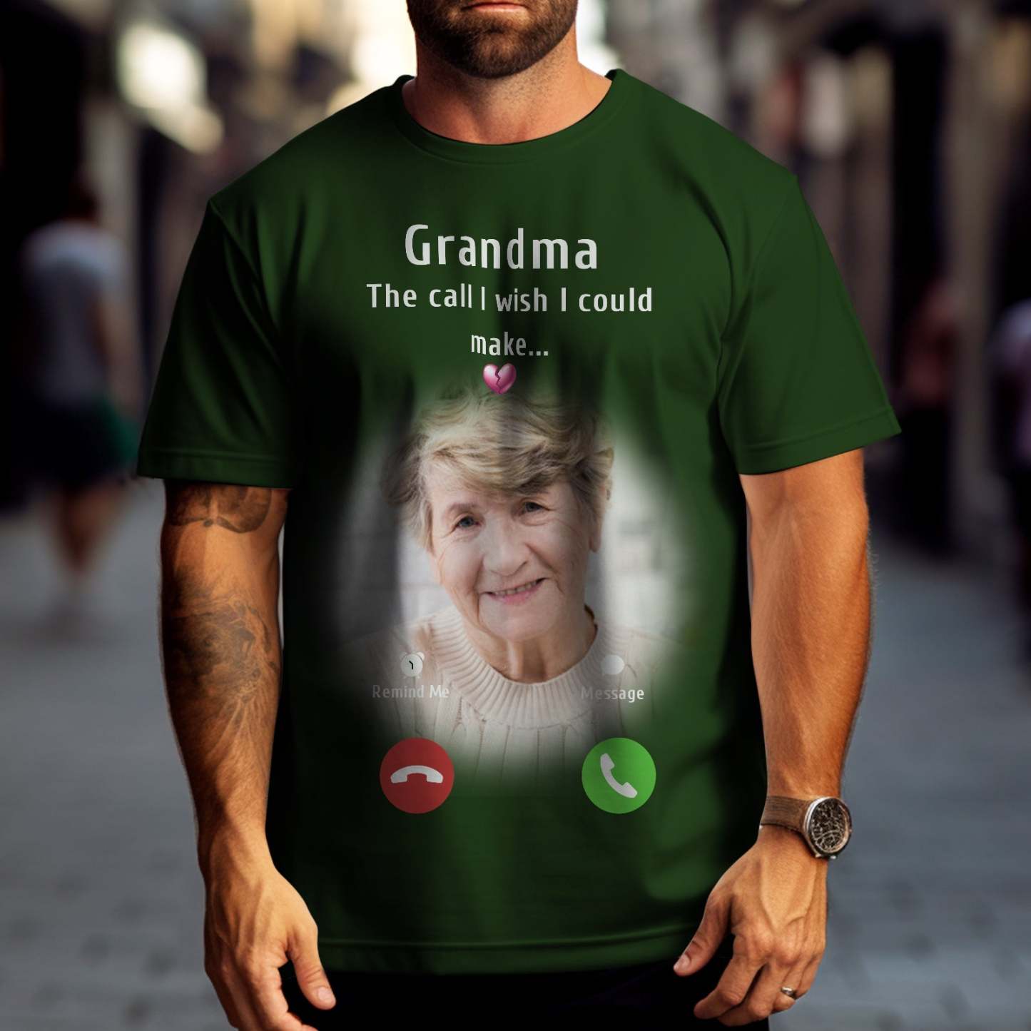 Custom Photo Memorial Mom T-shirt Memorial Gift Idea Personalized Shirt The Call I Wish I Could Make - GetPhotoSocksUk