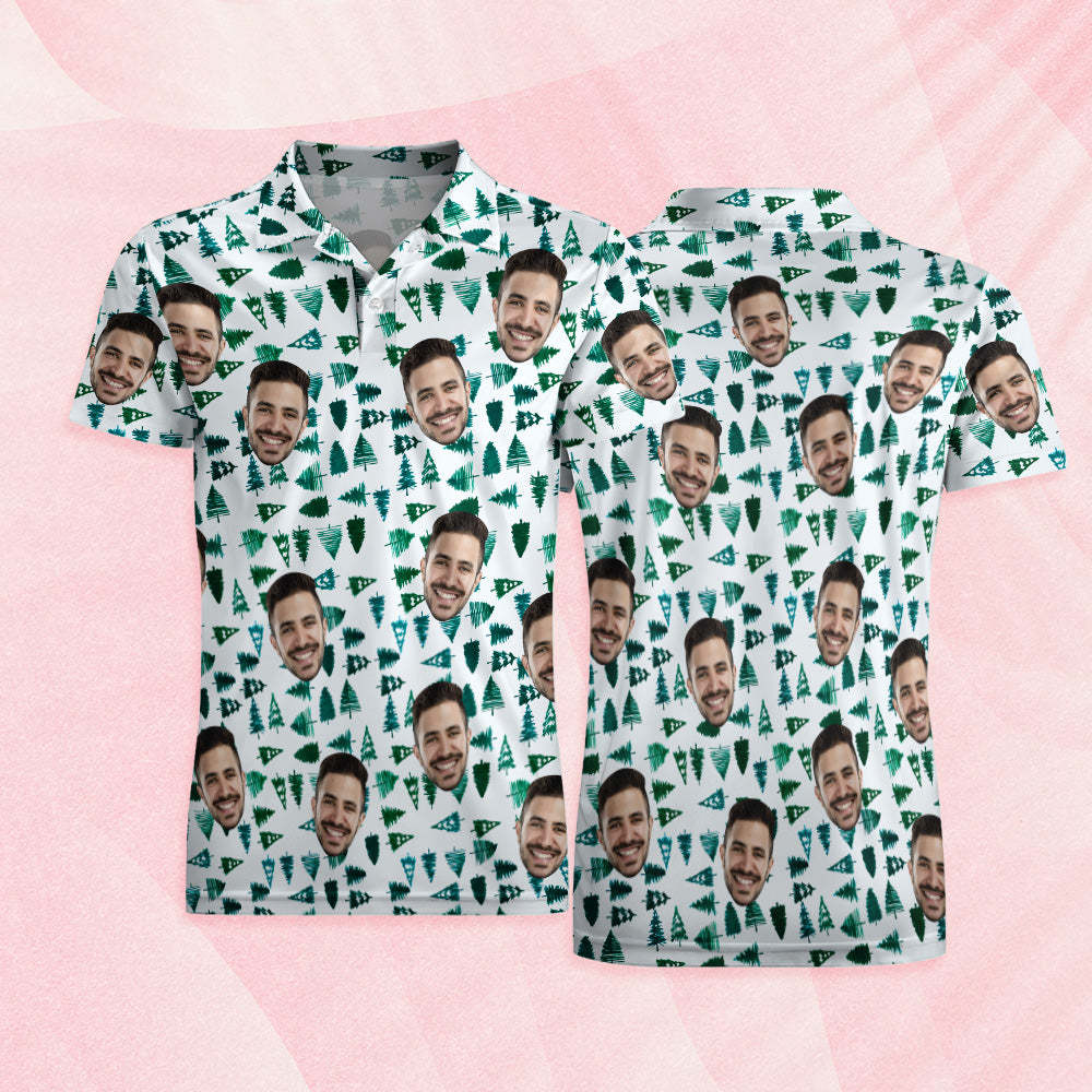 Custom Mens Face Hawaiian Polo Shirt Pines Polo Shirt - GetPhotoSocksUk