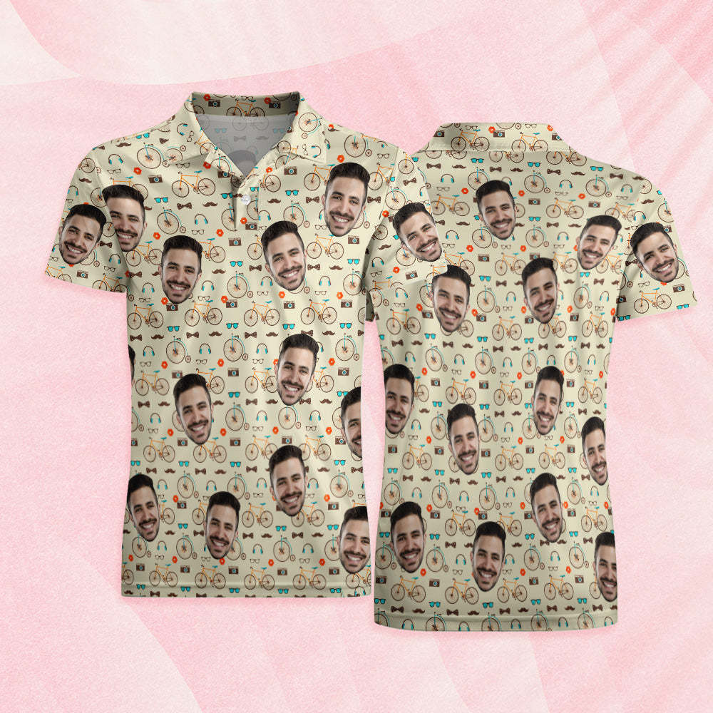 Custom Mens Face Hawaiian Polo Shirt Beard and Tie Polo Shirt - GetPhotoSocksUk