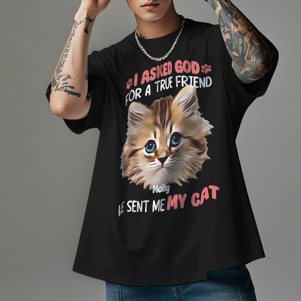 Personalized Cats Photo Vintage T-shirts Cute Pets Custom Photo Tee Unique Gift - GetPhotoSocksUk