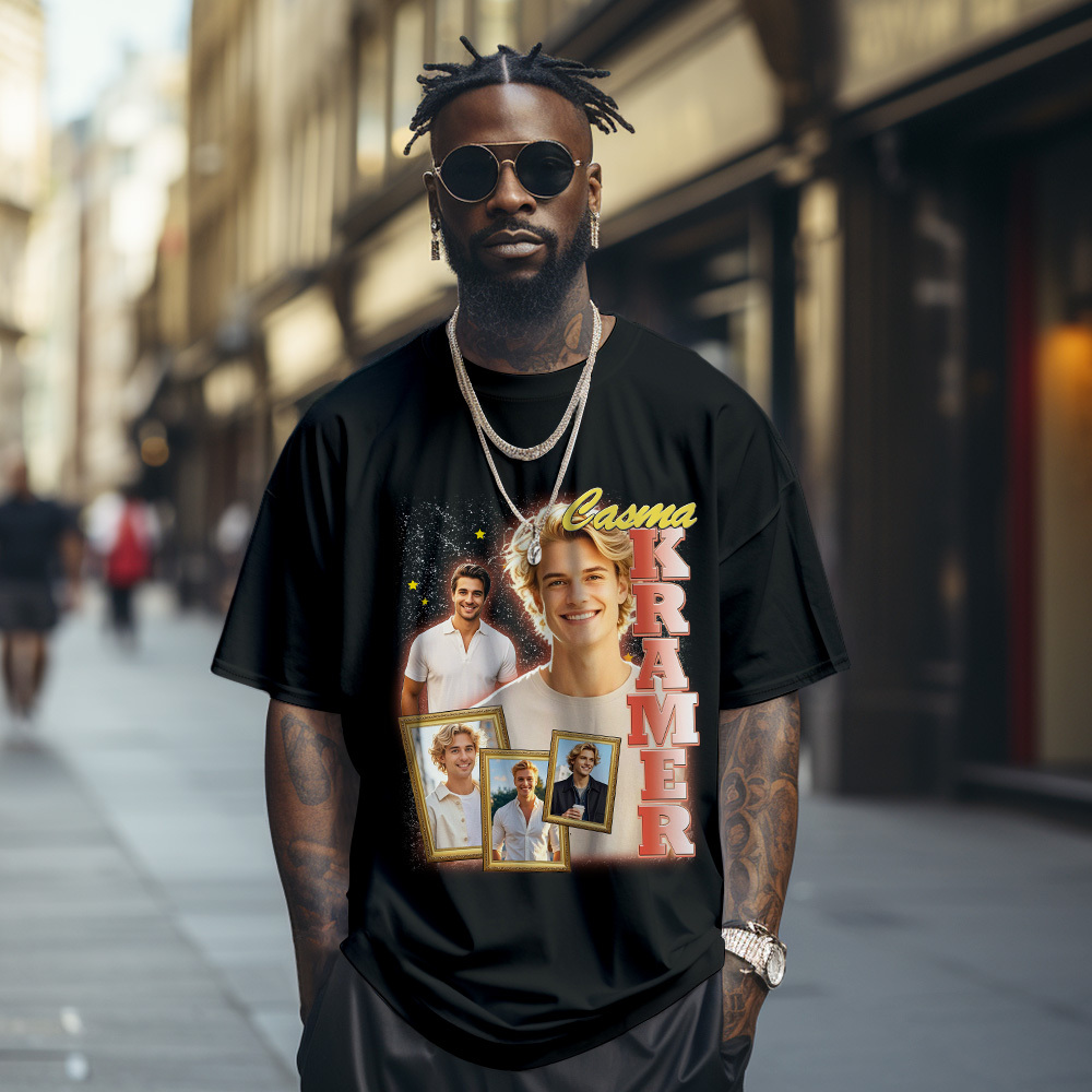 Custom Vintage Photo Tee Personalized Retro Fashion T-Shirts for Gift 90s Vintage - GetPhotoSocksUk