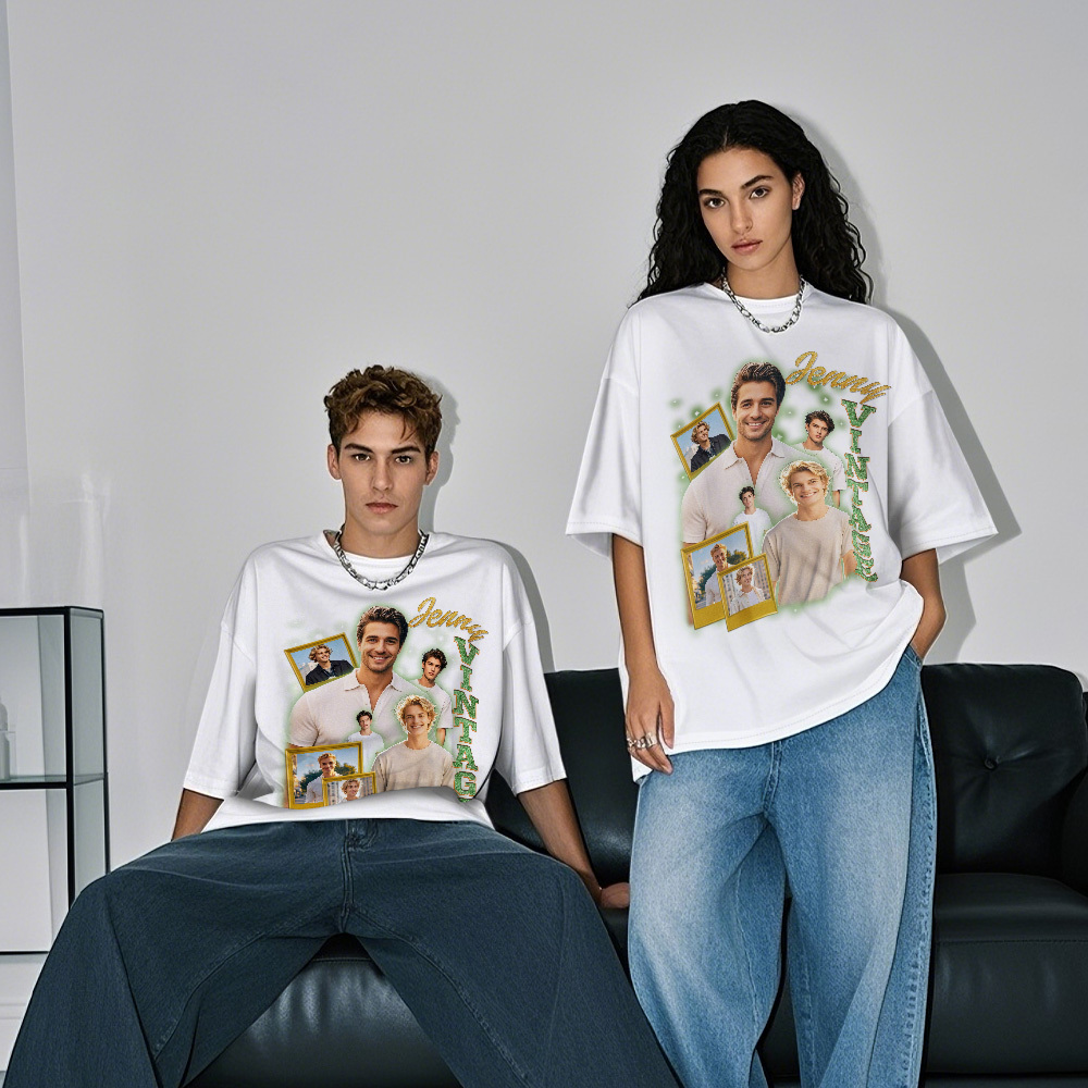 Custom Vintage Photo Tee Personalized Retro T-Shirts for Gift 90s Vintage Gifts for Lover - GetPhotoSocksUk