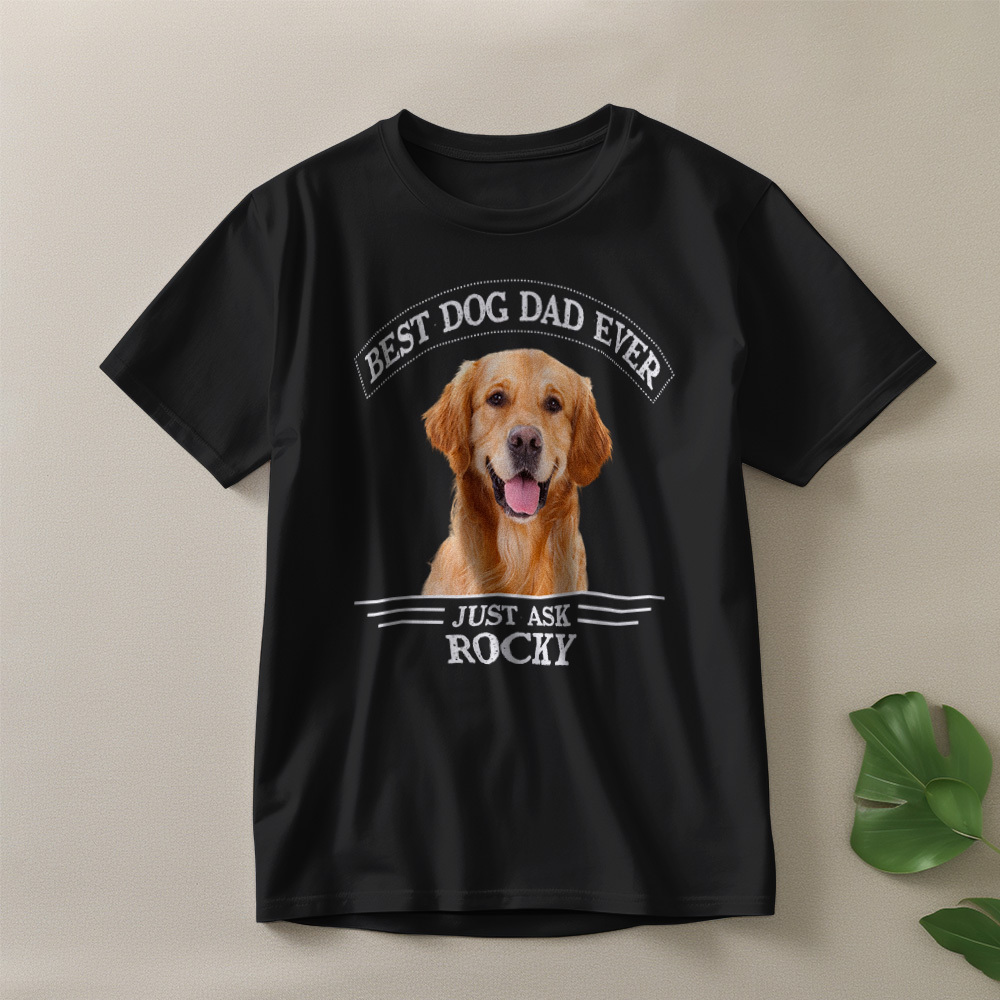 Custom Photo Vintage T-Shirt Personalized Dog Dad Vintage Tee Gift Idea - GetPhotoSocksUk