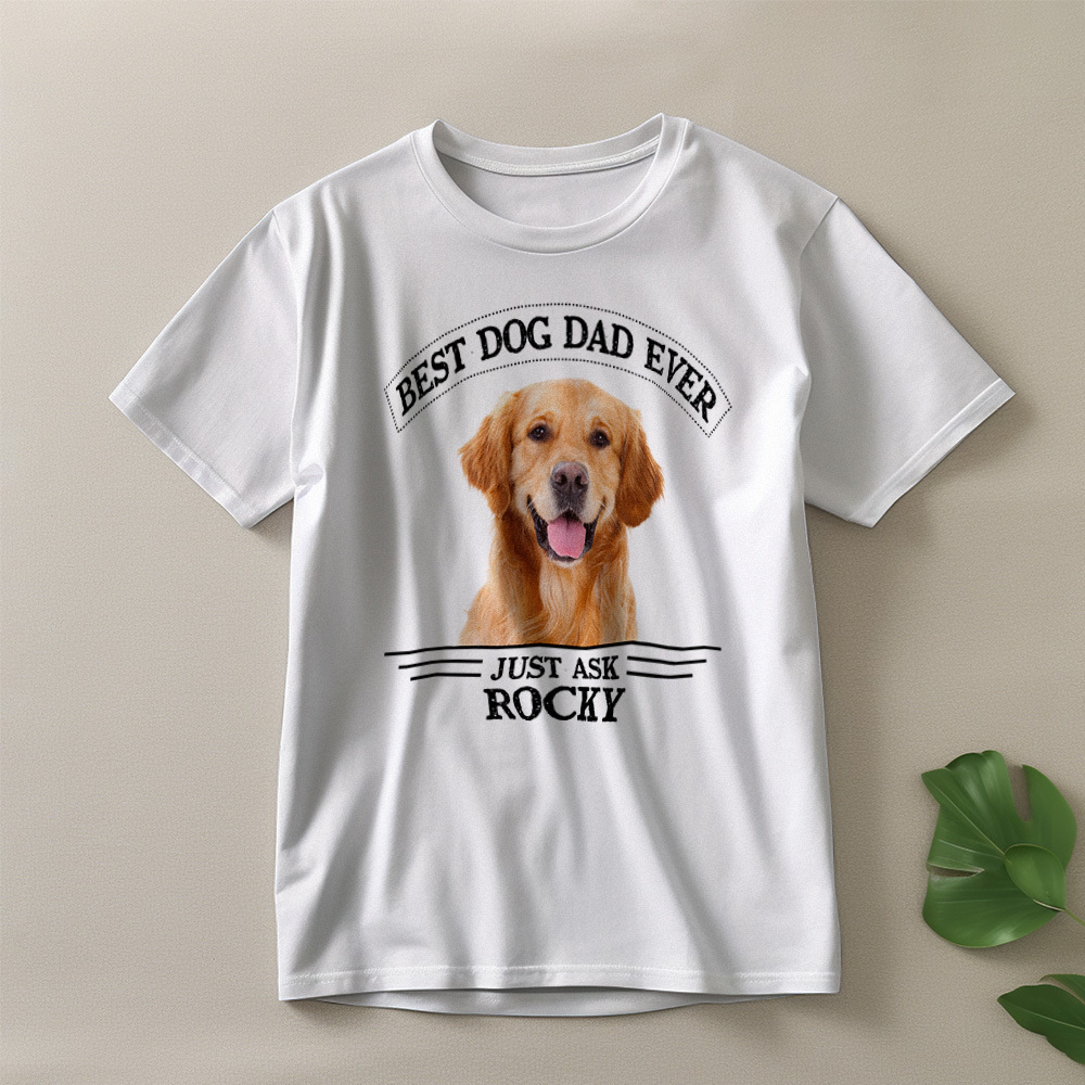 Custom Photo Vintage T-Shirt Personalized Dog Dad Vintage Tee Gift Idea - GetPhotoSocksUk