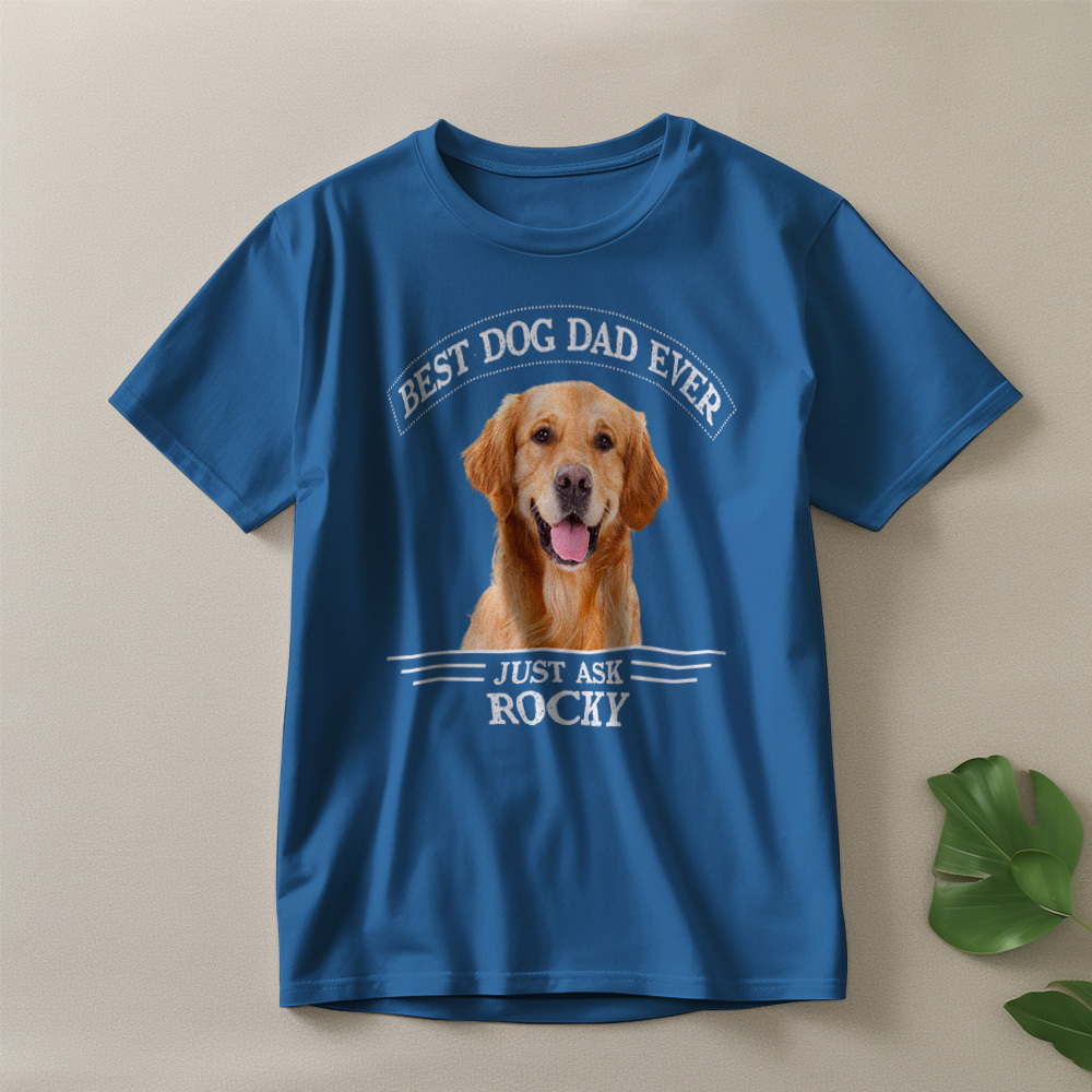 Custom Photo Vintage T-Shirt Personalized Dog Dad Vintage Tee Gift Idea - GetPhotoSocksUk