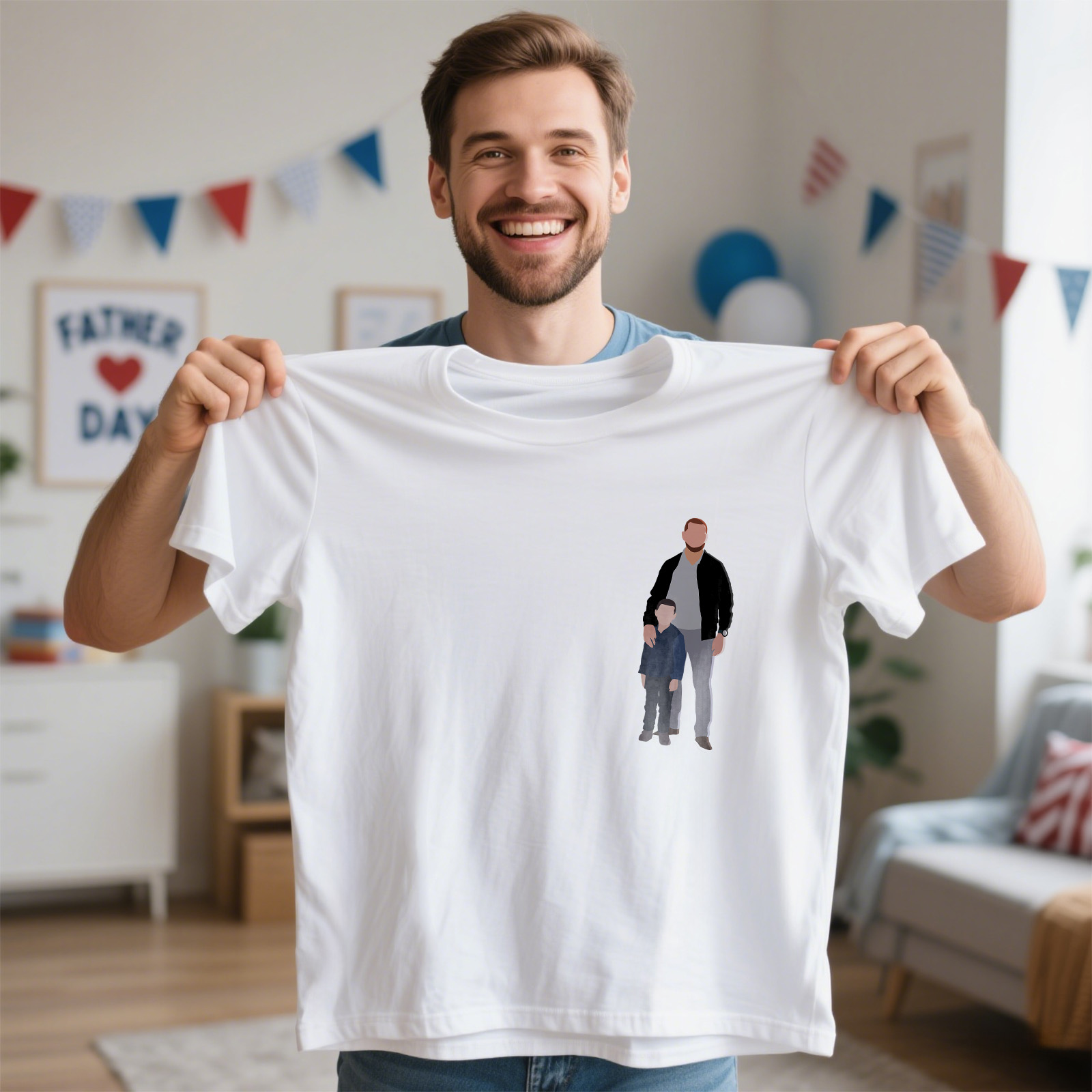 Personalized Dad Shirt With Family Portrait Father's Day Shirt Custom Portrait Tshirt Gift Happy Fathers Day Gift