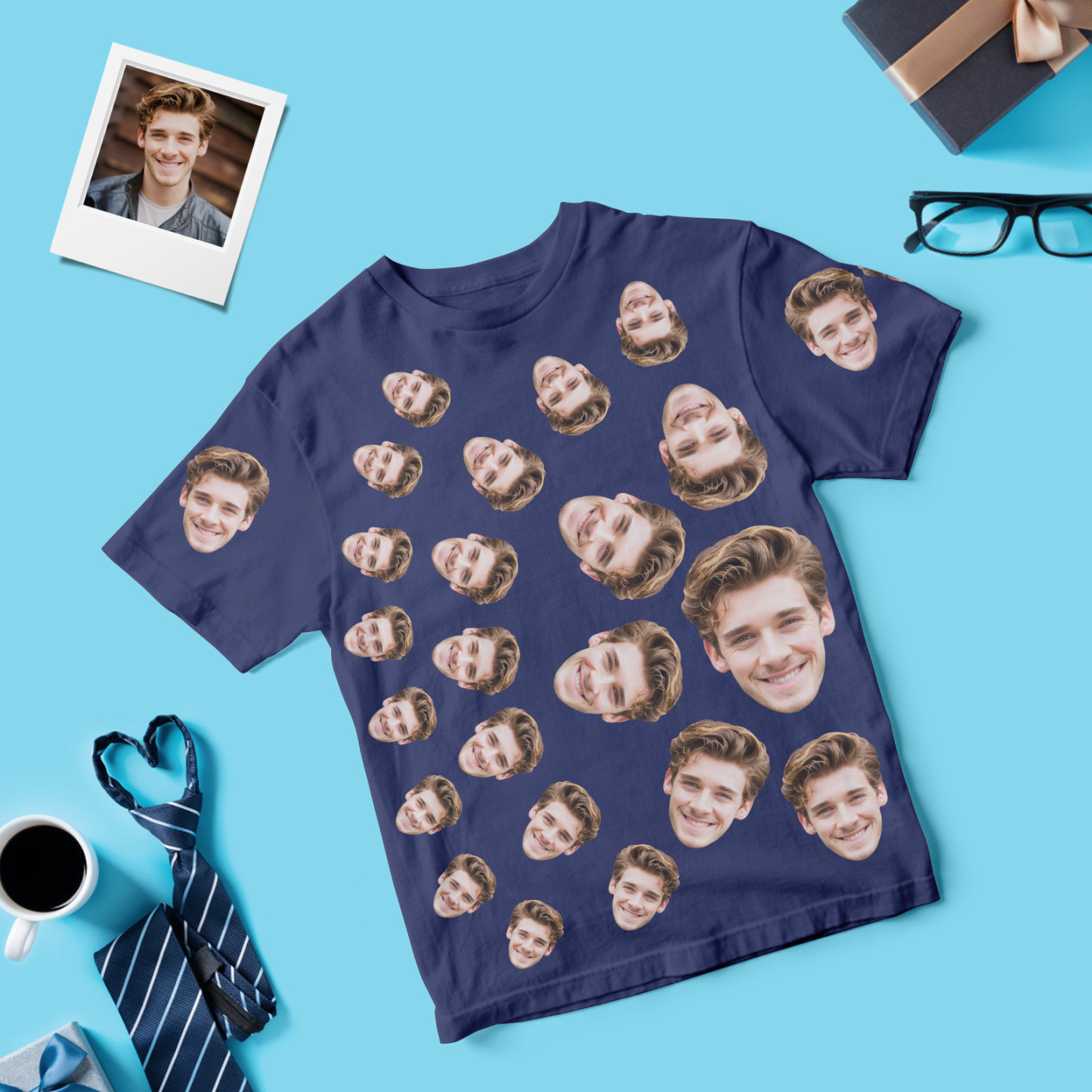 Custom Face T Shirt Personalized Dad Bod Father Figure Funny Face T Shirt Fathers Day Gift - GetPhotoSocksUk