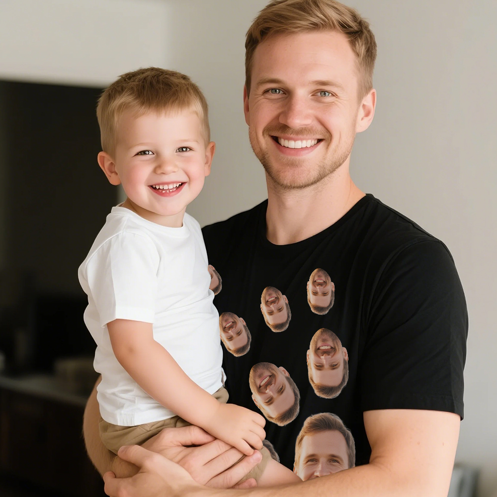 Custom Face T Shirt Personalized Dad Bod Father Figure Funny Face T Shirt Fathers Day Gift - GetPhotoSocksUk