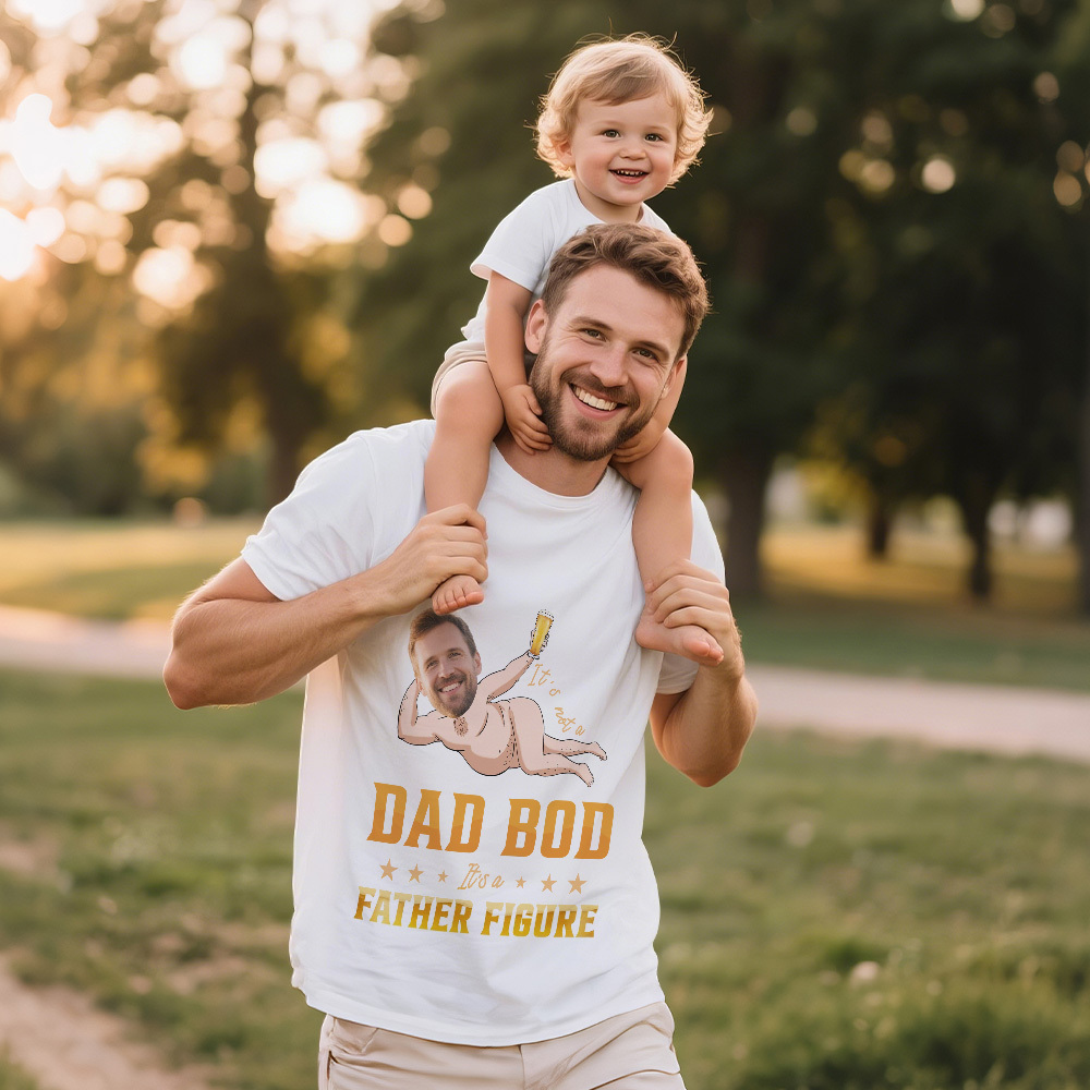 Custom Face T Shirt Personalized Dad Bod Father Figure Funny Face T Shirt Fathers Day Gift - GetPhotoSocksUk