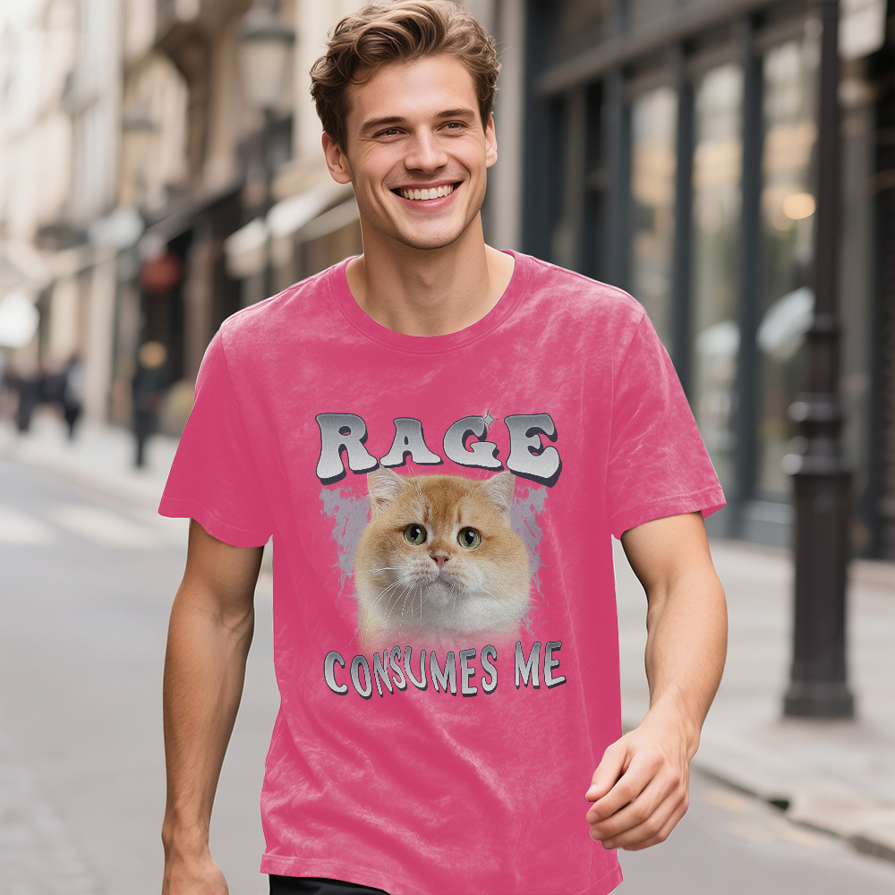 Custom Face Funny Cat Meme T-Shirt Vintage Graphic Tee with Your Photo and Text Retro 90s Style Cat Lover Shirt Unisex Pet - GetPhotoSocksUk